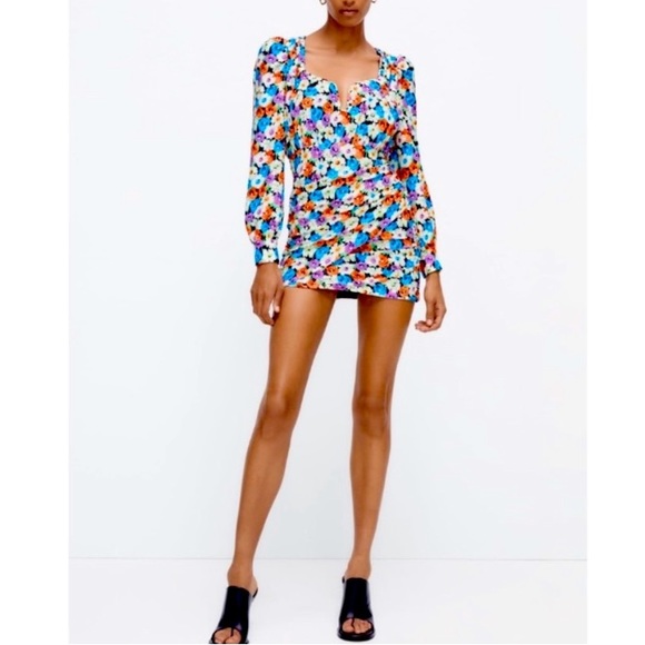 S 🔖 ZARA Floral Mini Dress - Picture 6 of 15